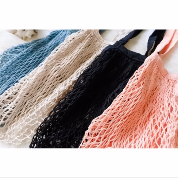 Set of 4 French Market Mesh Bags w/ Long Handle - Picture 3 of 8